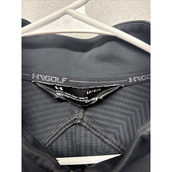 Under Armour Golf Jacket Men Large Black Full Zip Hybrid ColdGear Loose L - Picture 2 of 4